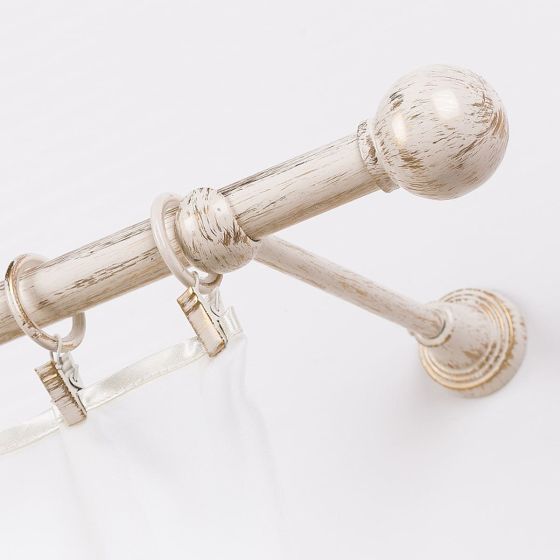 Set galerie metalică Vintage fără capete, 1 bară 160 cm, crem-aur antic
