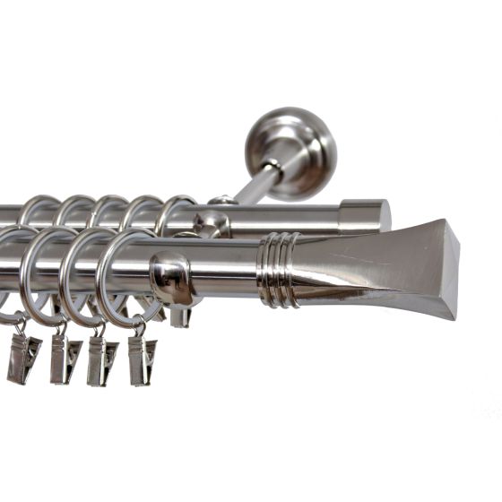 Set galerie exclusivă Genova, din metal, cu 2 bare 240 cm, nickel mat