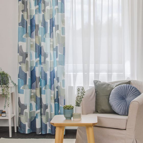 Moderna draperie 300 cm verde-albastru