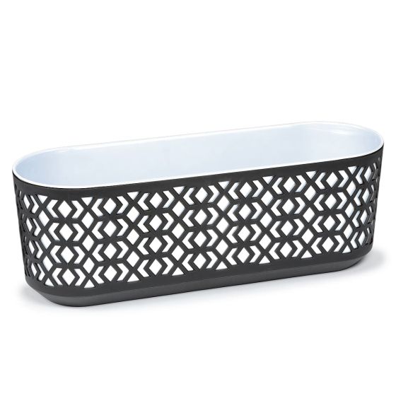 Aztek 600 jardinieră 19,4x59,4x20,1 cm negru alb