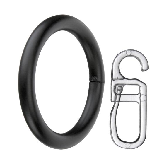 Apollo Inel metalic + cârlig 19mm 10buc/pachet negru