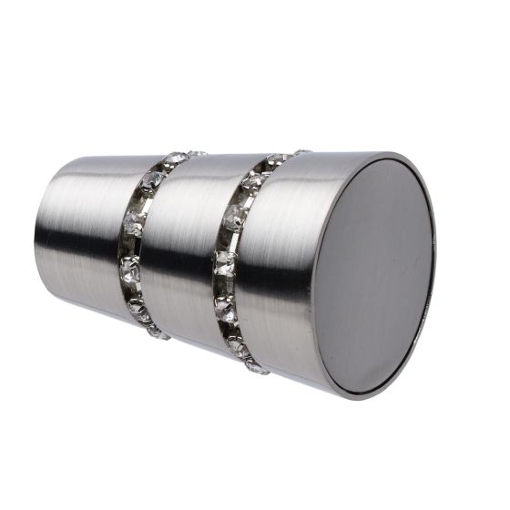 Capăt de bară din metal Siva 19 mm cu strasuri, 1 pereche, crom