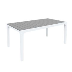 Harmony masă de grădină, din compozit, cu aspect de lemn, cu cotiere, gri deschis
