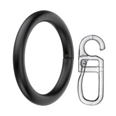 Apollo Inel metalic + cârlig 19mm 10buc/pachet negru