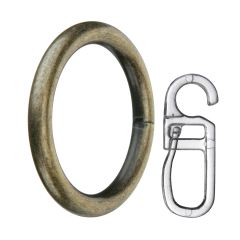 Apollo Inel metalic + cârlig 19mm 10buc/pachet aur antic