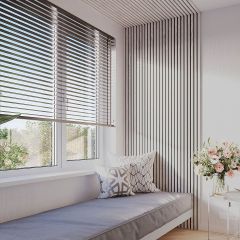 Panou riflaj acustic Decowall alb cu nervuri