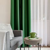 DOUBLE cu 2 fete draperie confecţionată, cu inele 140x270 cm verde-verde închis